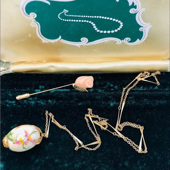 Adorable Egg Pendant & Floral Stick pin - Picture 6 of 16